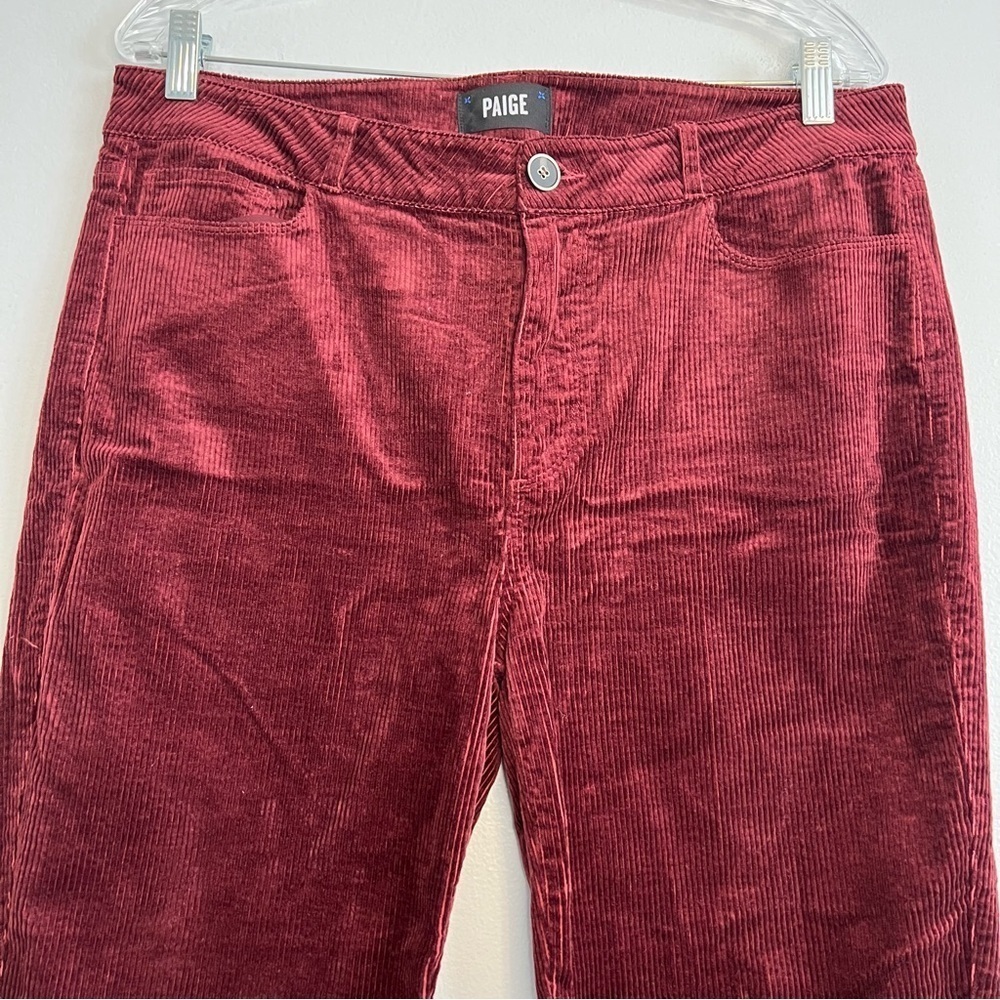 PAIGE Hoxton Ankle Corduroy Skinny Jeans Burgundy Women's Size 32 Office - Picture 4 of 11